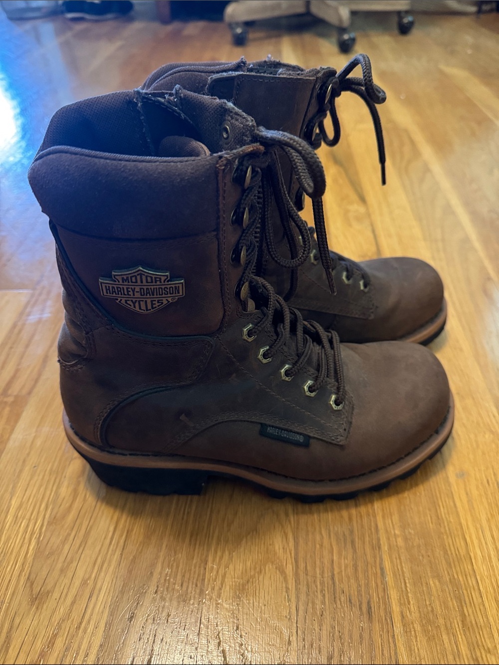 Harley-Davidson Men's Dark Brown Leather Lace-Up Work Boots
